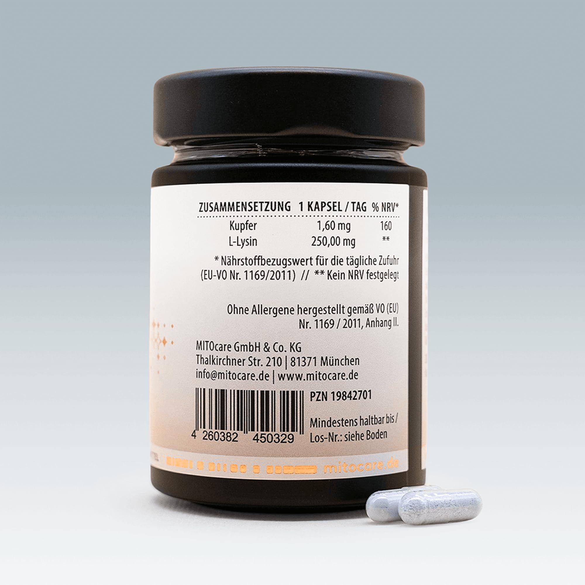MITOcare Kupfer - Bindegewebe Kapseln fördern ein gesundes Bindegewebe - Effektive Kupfer Tabletten unterstützen das körpereigene Immunsystem - Vorratspack mit 120 Kapseln, ausreichend für 4 Monate