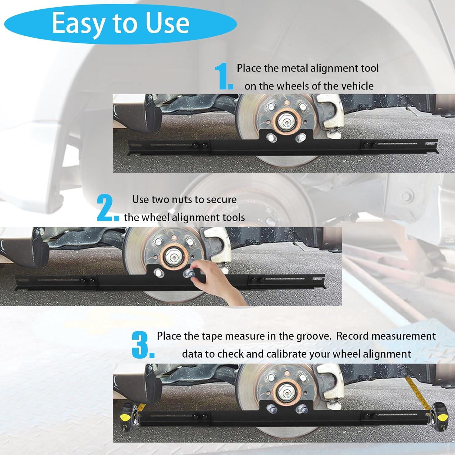 Ertuohg Wheel Alignment Tool, Toe Alignment Tool Plate, Toe Plates Wheel Alignment Tool, Car DIY Toe Alignment Tool, Wheel Alignment Tools Kit for Easy Storage, Metal