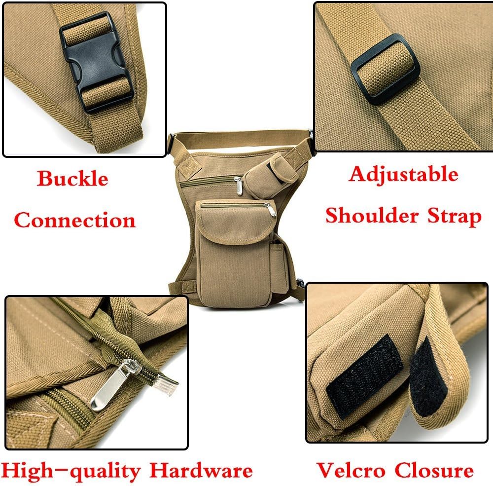 Canvas Hiking Waist Fanny Pack Tactical Drop Leg Bag Purse Running Waist Belt Hip Bag Outdoors Motorcycle Bike Cycling Pouch Shoulder Bag image 5