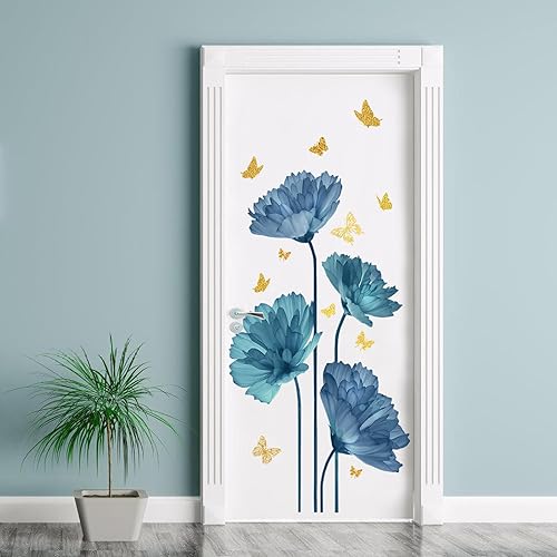 Miniatura 5 de Calcomanías de pared de flores, calcomanías de pared de flores extraíbles, calcomanías de pared de flores extraíbles, murales de vinilo de mariposas