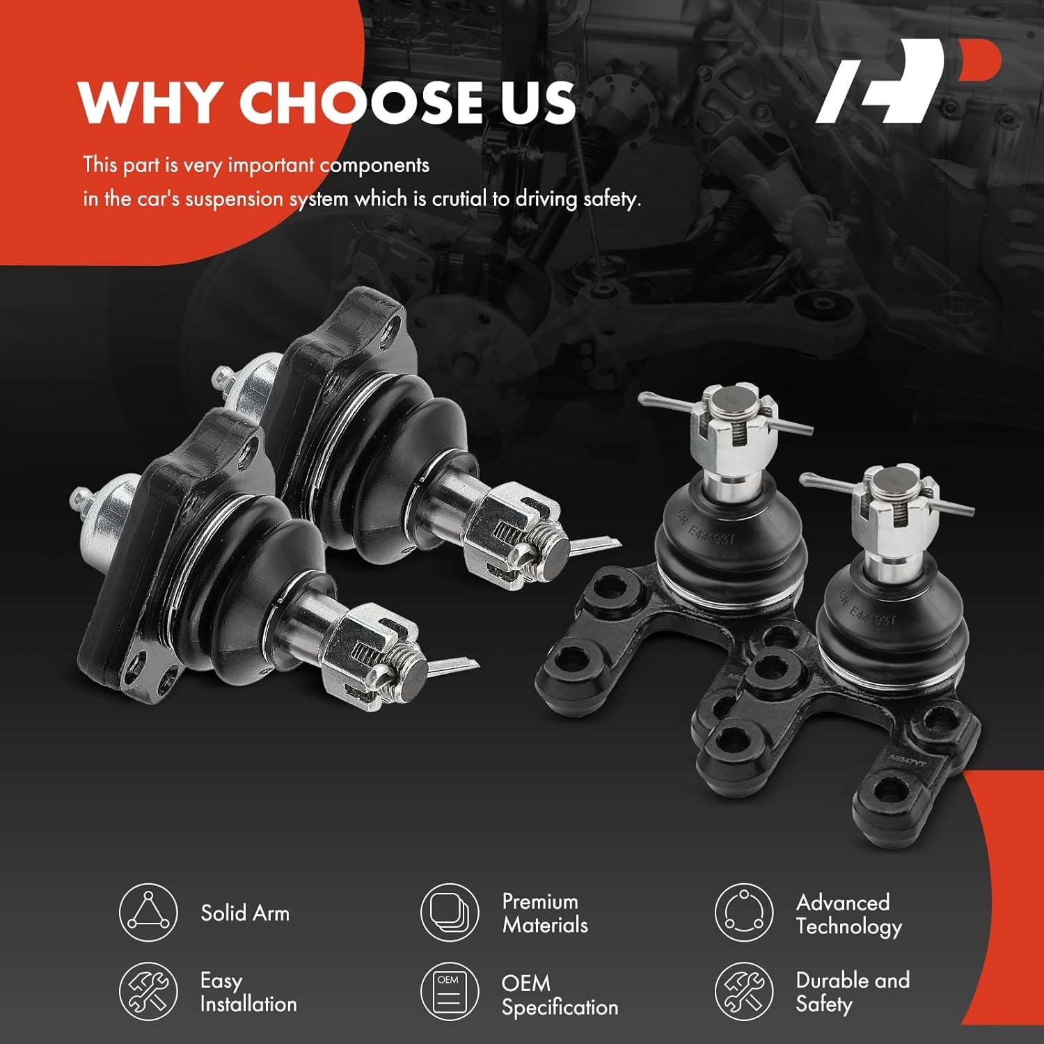 A-Premium Set of 4, Front Upper & Lower Ball Joints Kit, Compatible with Nissan Pathfinder 1987-1995, 720 1983-1986, D21 1986-1994, Pickup 1995-1997