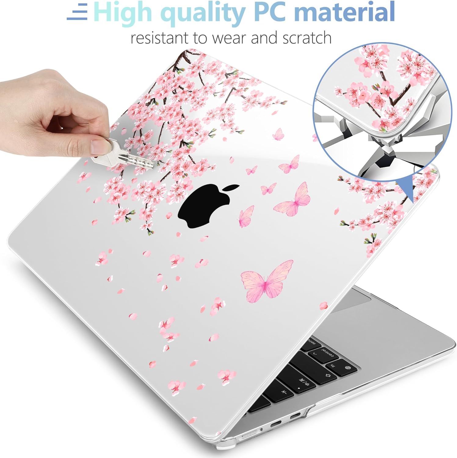 MEEgoodo Printed Case for New MacBook Neo 13 inch 2026 Release(Fit Model A3404), Laptop Hard Shell Cases with Keyboard Skin & Screen Protector & Webcam Covers, Cherry Blossoms