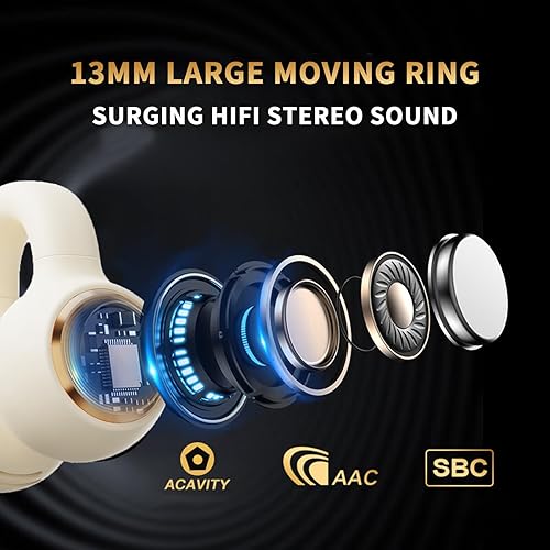 Miniatura 6 de JECHOIC Auriculares inalámbricos abiertos, conducción ósea Bluetooth, sin dolor, con lámpara de caballo para correr, estuche de carga, auriculares