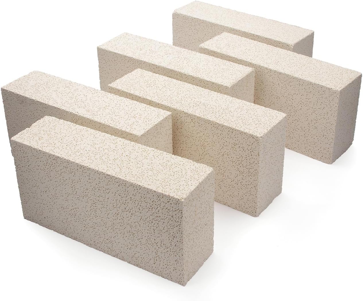 6 Pieces Insulating Fire Brick for Ovens, Kilns, Blacksmith, Fireplaces, Forges 9" x 4.5" x 2.5" 2300F Rated Insulating Fire Bricks