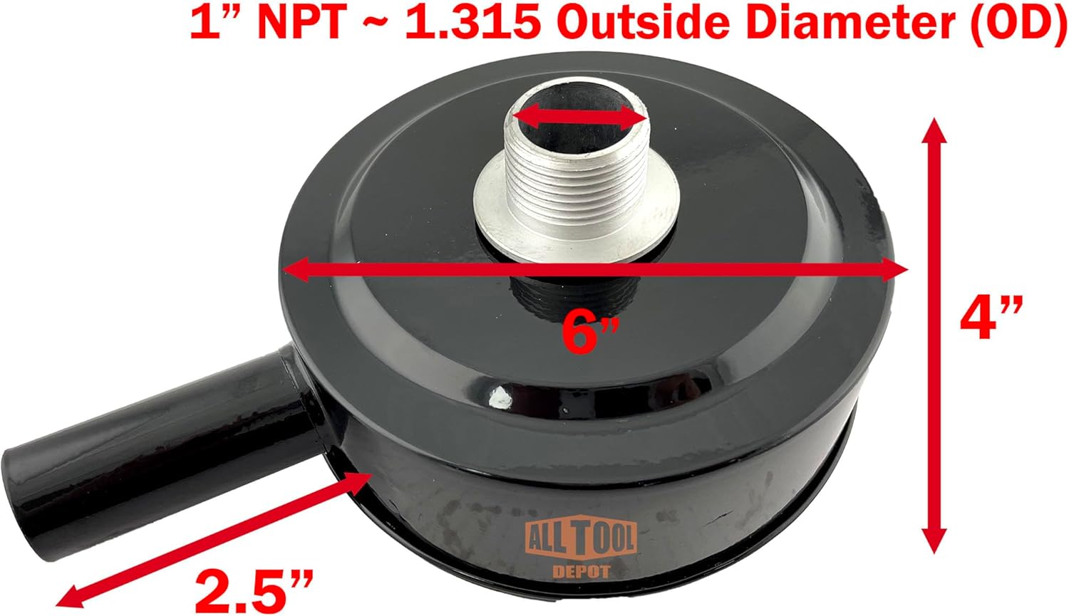 1" NPT Air Compressor Intake Filter Silencer Metal Housing and Element (2-Pack)