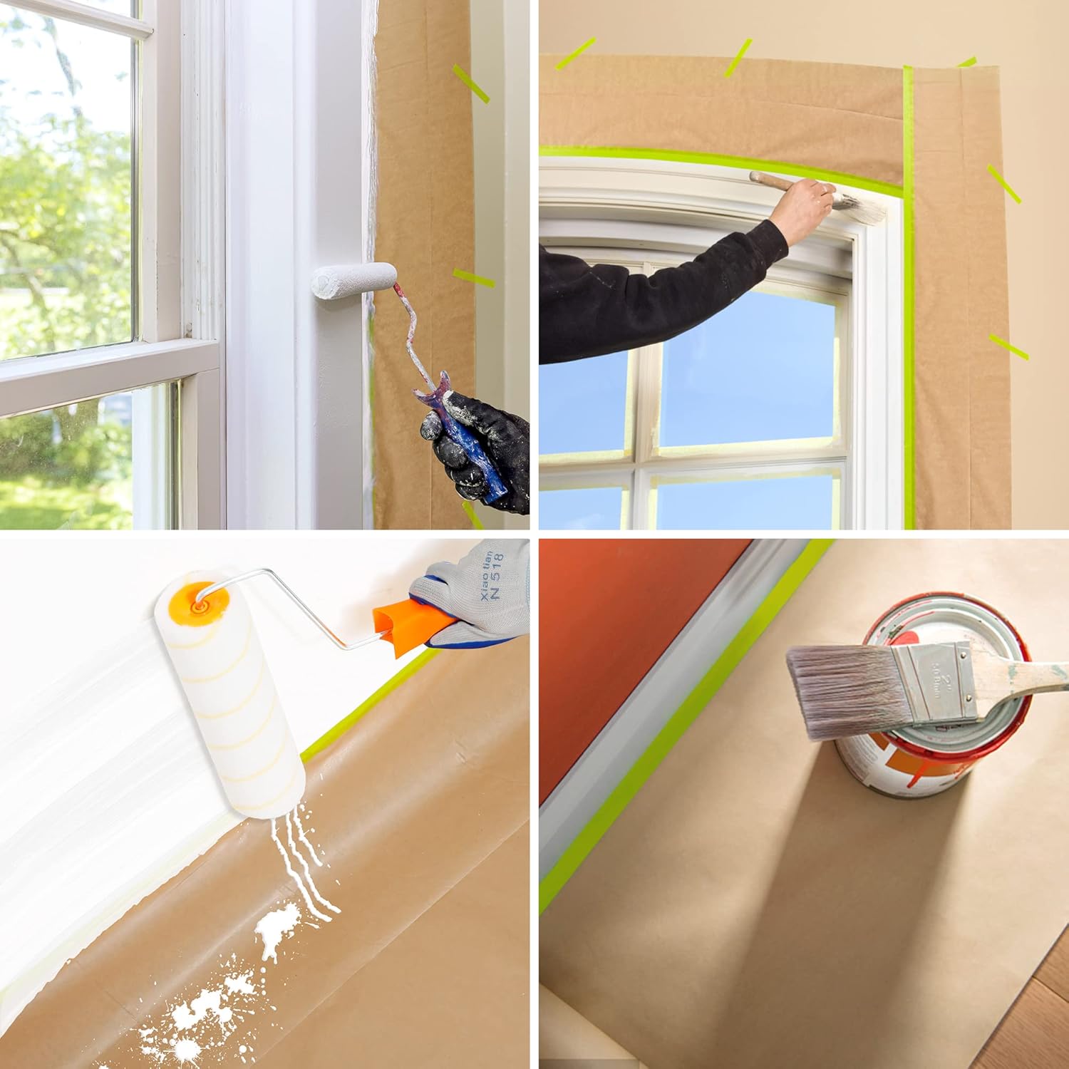 MyLifeUNIT Masking Paper, 12 Pack Masking Film with Tape for Automotive Painting Covering Bundle
