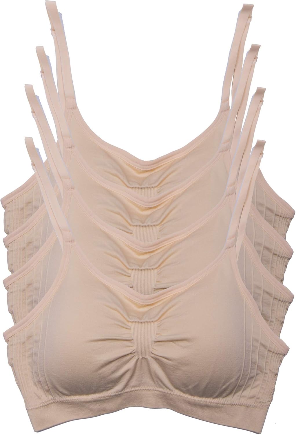 Kalon 4 Pack Women’s Nylon Spandex Removable Pads Comfort Cami Bras Wireless