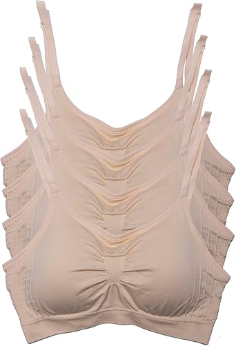 Kalon 4 Pack Womens Nylon Spandex Removable Pads Comfort Cami Bras Wireless