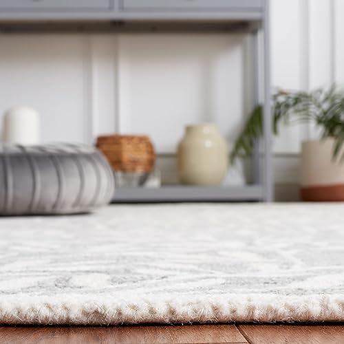 Miniatura 5 de SAFAVIEH Jardin Collection - Alfombra de área de 5 x 8 pies, gris y marfil, lana hecha a mano, ideal para zonas de alto tráfico en sala de estar,