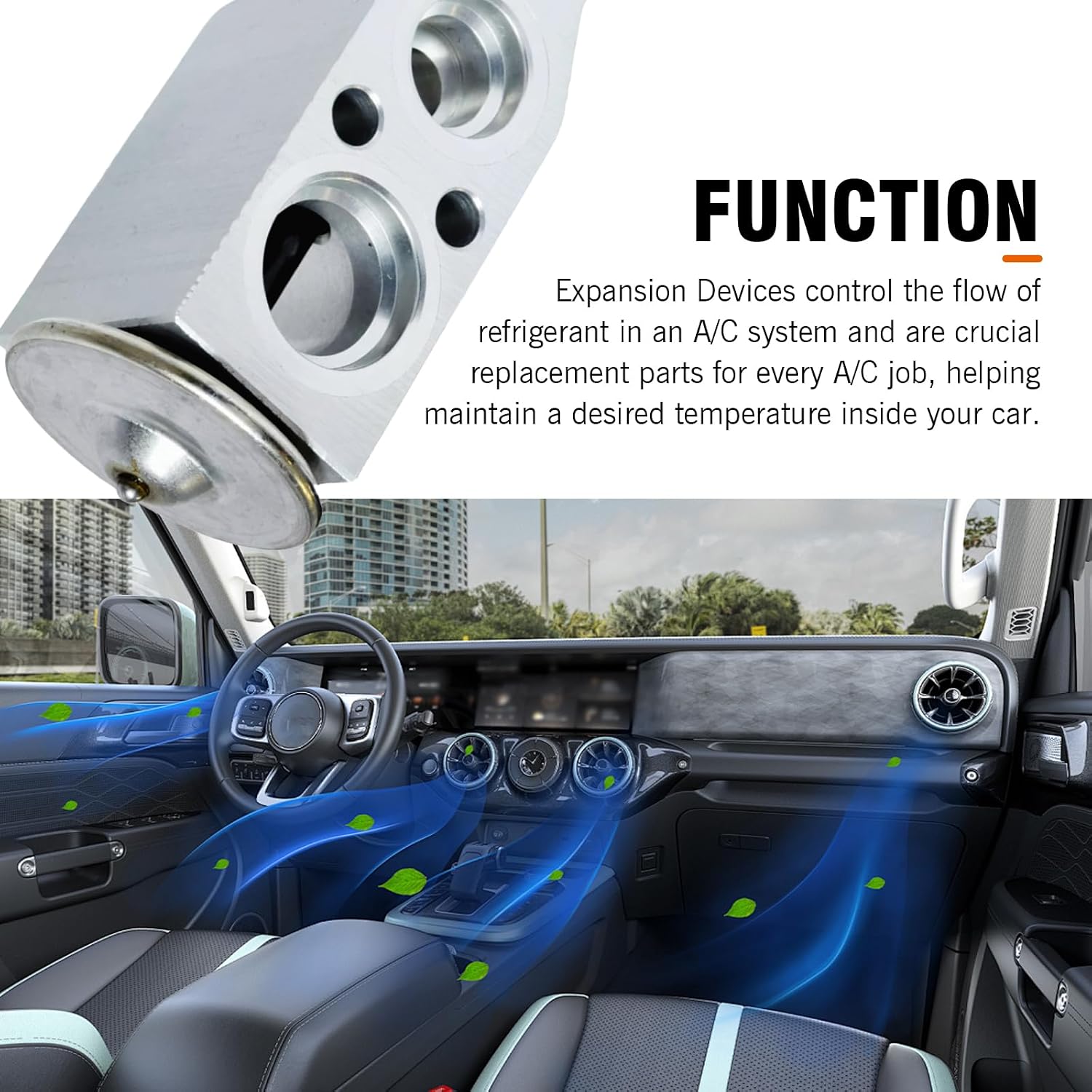 Car A/C Expansion Valve, Rustproof & Wear-resistant Vehicle Air Conditioner Valve, Compatible with INFINITI, Nissan, Ford, Mazda, 922005M305, 92200-1HP0C, 922001HP0C, 3131311, 39426 (Silver)