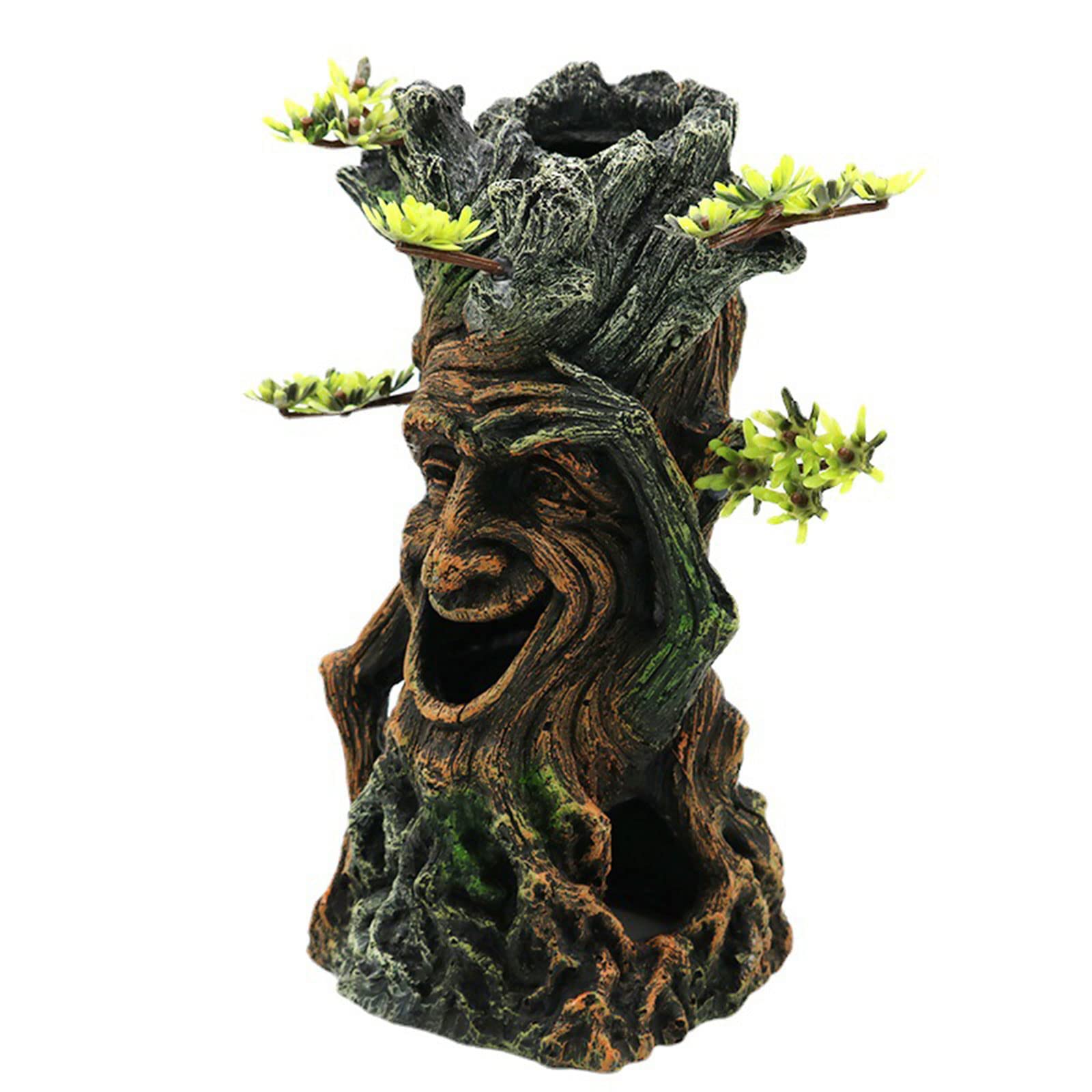 Decorazione per acquario in resina, tronco d'albero, radici con pesce viso per ornamento Betta Accessori per casa sull'albero Pesce grotta Hideou