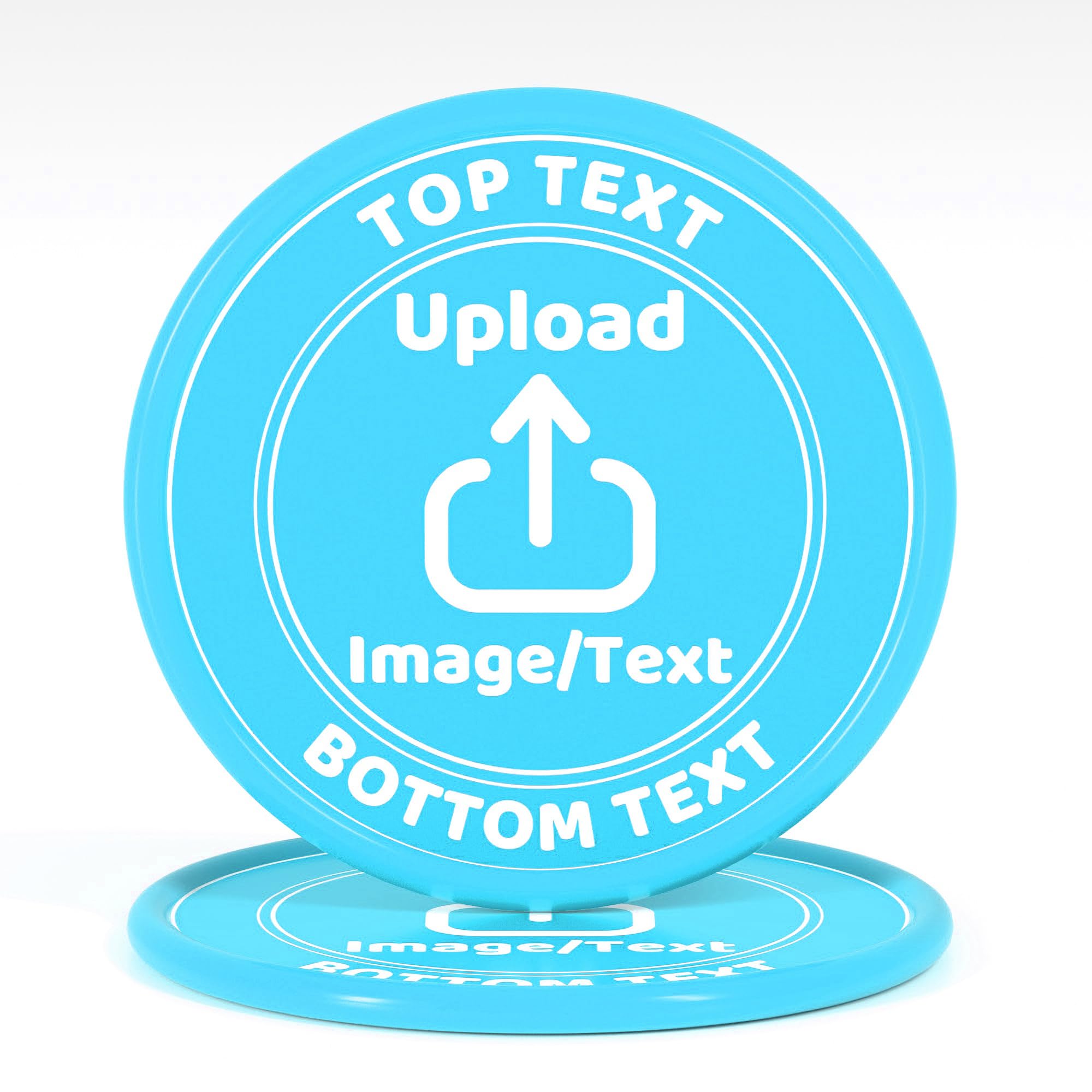200-1000 Custom Plastic Poker Chips, Drink Chips Personalized Your Own Logo, Image and Text, Double Sided Full Color Printing Custom Tokens for Bar, Party, Business Cards and Promotions (Light Blue)