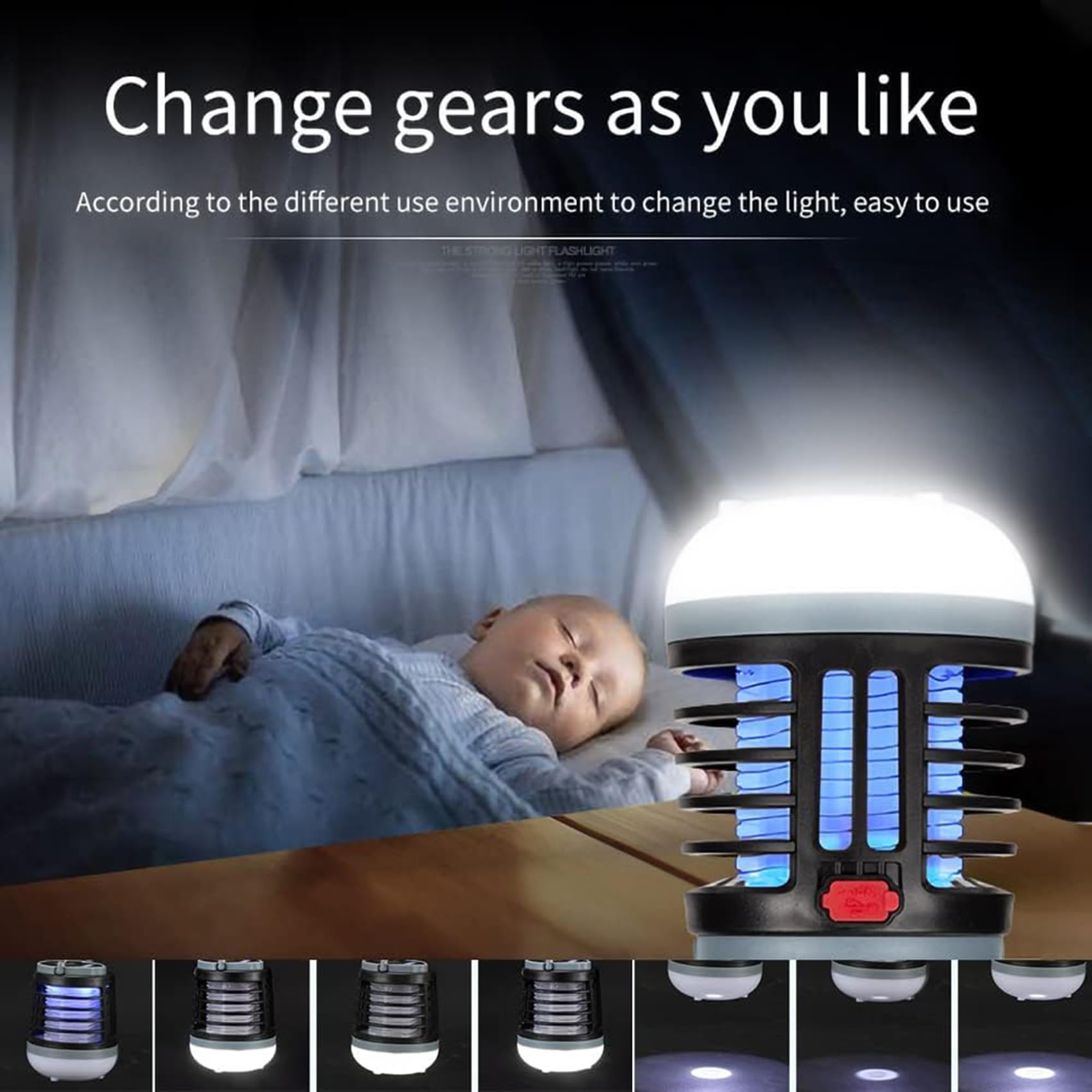 Lámpara eléctrica antimosquitos, Exterminador de Insectos para Acampar, exterminador de Moscas para Interiores y Exteriores con lámpara UV Recargable por USB, Mata Moscas,E-Electric
