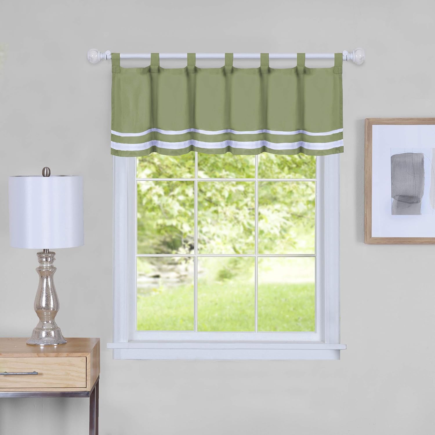 ACHIM Home Furnishings Home Imports Dakota Window Curtain Tier Pair and Valance Set, Pair & Valance 58" x 24", Green