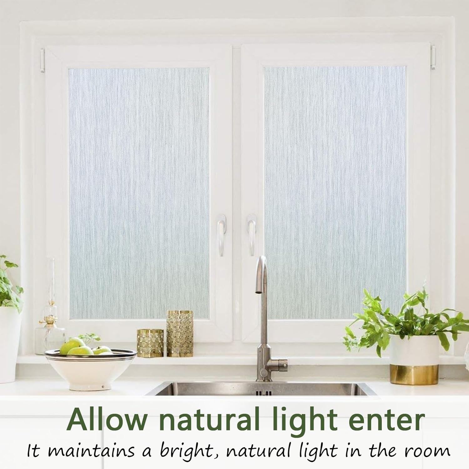 Frosted Glass Window Privacy Film, Static Cling, Non-Adhesive UV & Heat Blocking Anti-Glare Window Clings, Removable Reusable Stickers for Home Bathroom Office, 23.6" x 118.1"