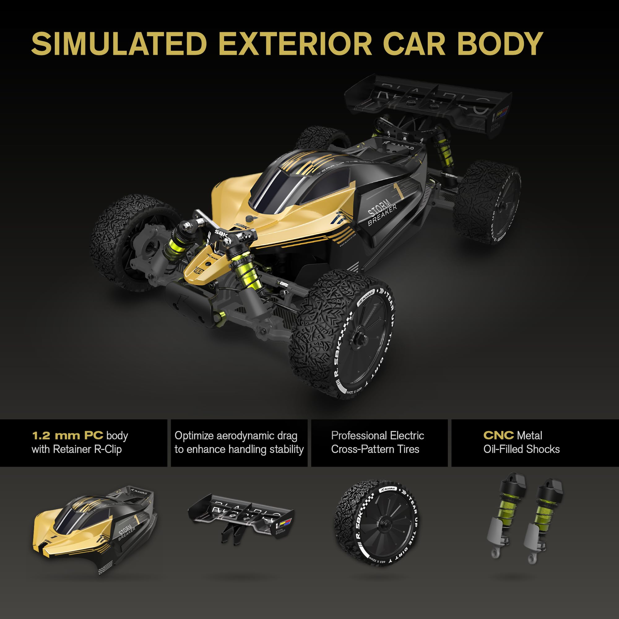 RIAARIO 1/10 Brushless RC Cars, RTR, Beginner, 40+ MPH, Metal Drivetrain, 4WD, Waterproof Electronics, Black, Ages 14+