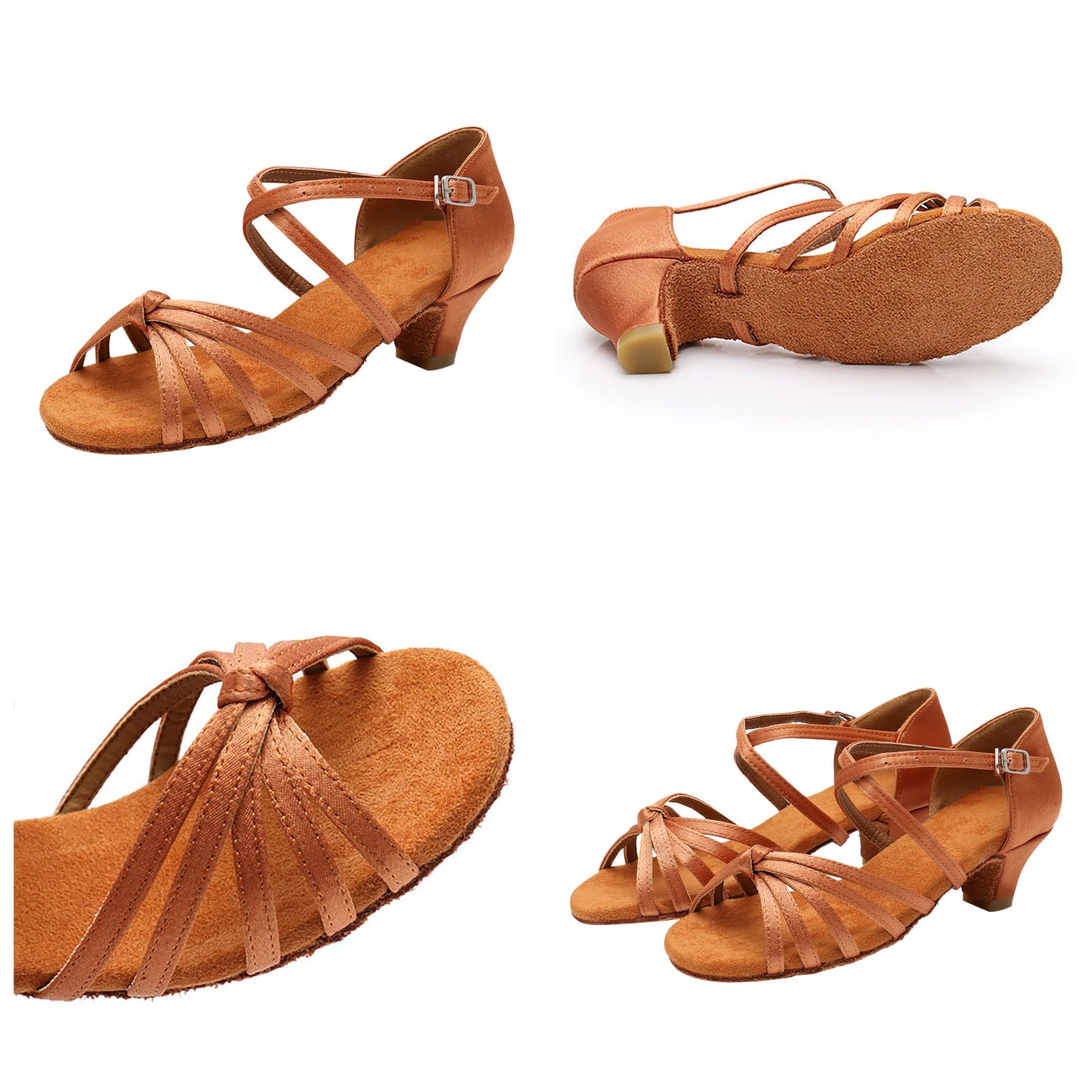 Scarpe da Ballo Latino Americano Bambina Tacchi Bassi Suola Morbida Scarpe Latino Americano Bambina Comode e Antiscivolo Sandali per Dance Performance Salsa Tango 25-42 EU