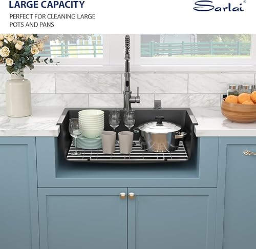 Miniatura 17 de Sarlai Fregadero de cocina negro de 18 x 18 pulgadas, fregadero de estación de trabajo de preparación de barra de 18 x 18 pulgadas, fregadero