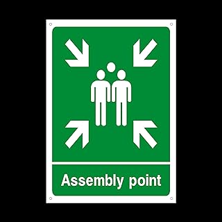 Fire Assembly Muster Point Plastic Sign with 4 Pre-Drilled Holes - Fire/Emergency/Exit/Alarm/Push/Extinguisher/Assembly (EE58)