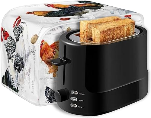 Miniatura 7 de Cubierta para tostadora con estampado de gallo, 2 rebanadas, para electrodomésticos de cocina, decorativo, a prueba de polvo, patrón de pollo, para