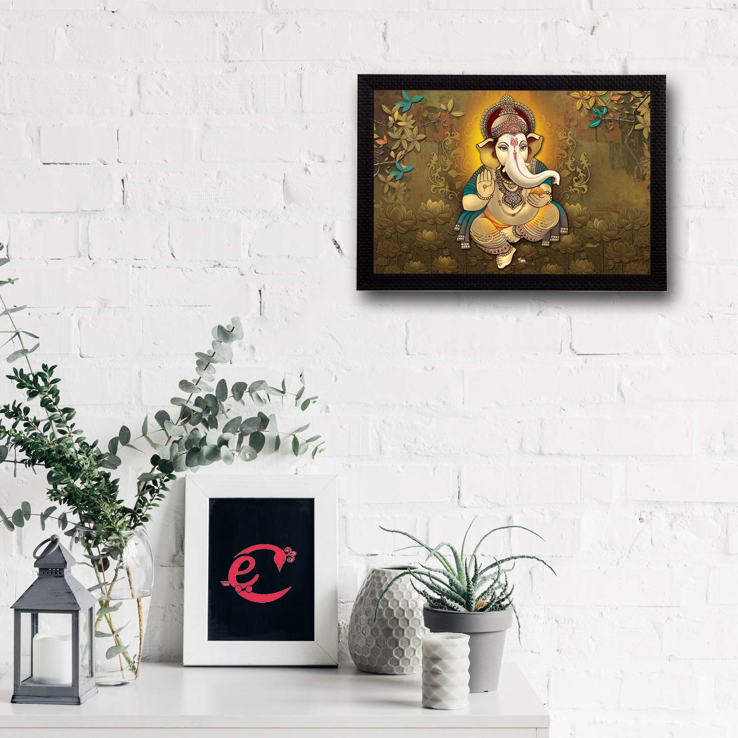 eCraftIndia 'Lord Ganesha' Satin Matt Texture UV Art Painting (Synthetic Wood, 27.94 cm x 35.56 cm, FPR2A6661)