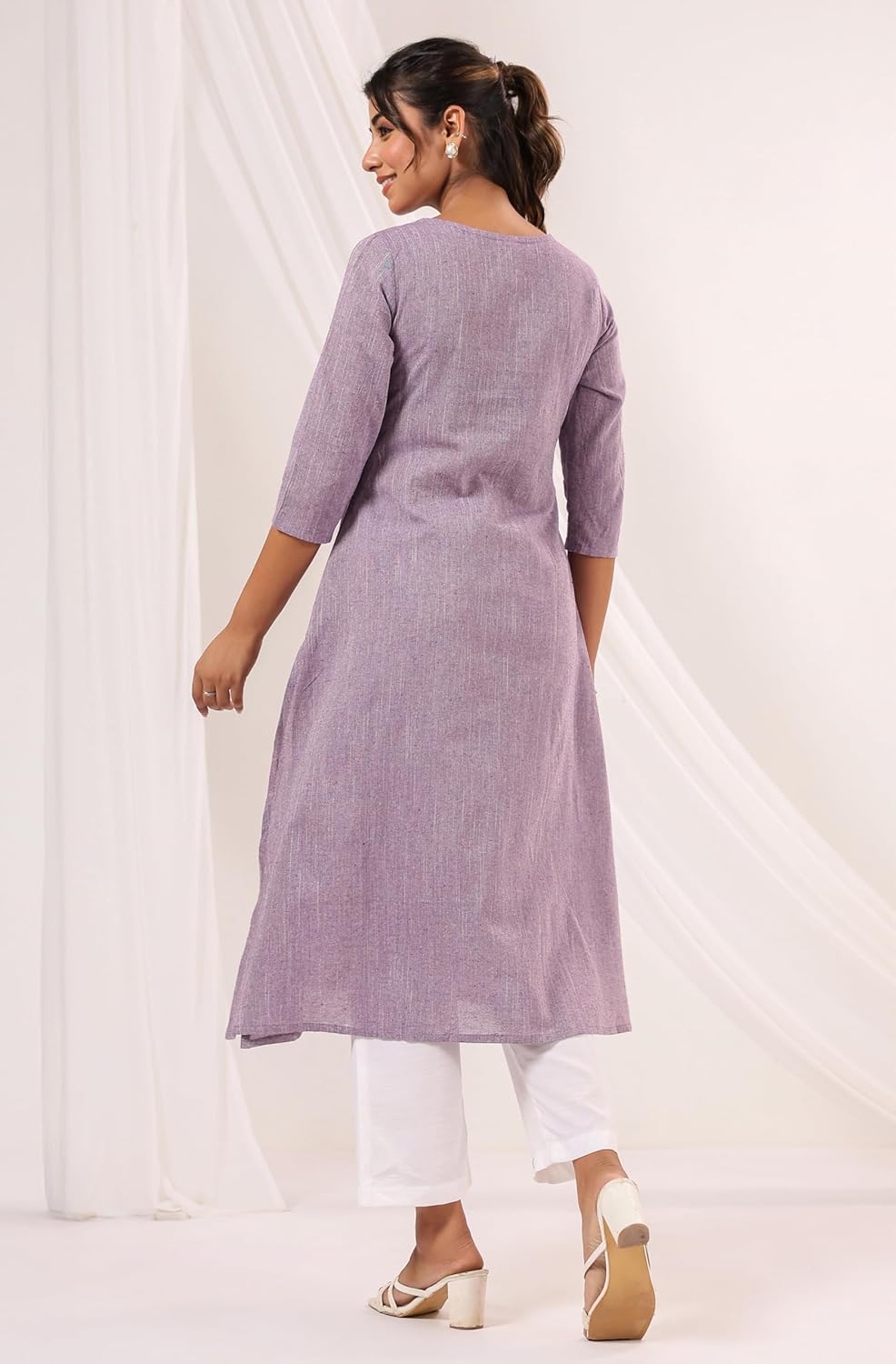 Janasya Indian Women's Pure Cotton Casual Office Wear Kurta for Women - Image 4