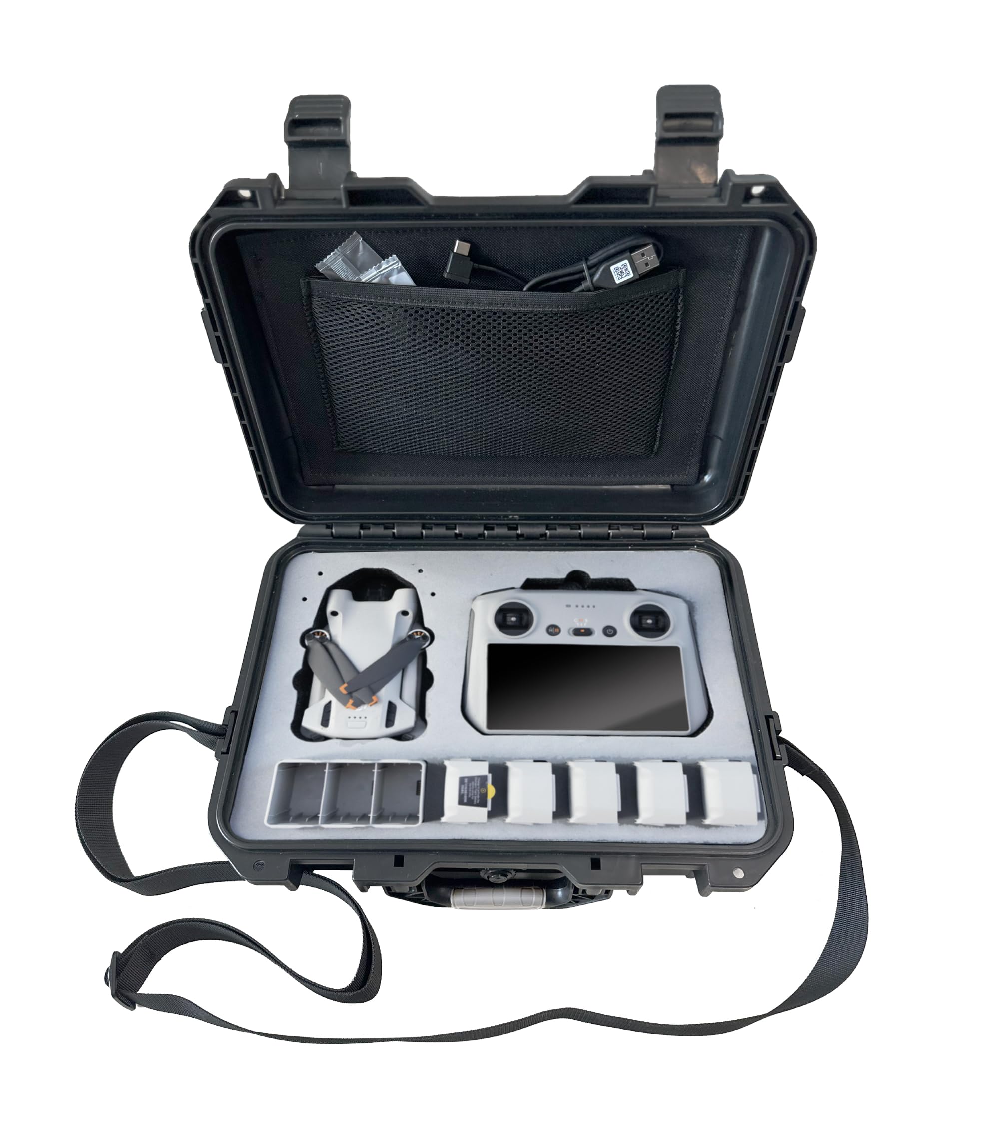 INNVO Drohnen-Tragetasche für die DJI Mini 3/4 Pro– wasserdichtes Hartkunststoffgehäuse zur Aufbewahrung und zum Schutz Ihrer Drohne und Zubehörteile, Hartschalenkoffer mit Schultergurt 36x29x11,5cm