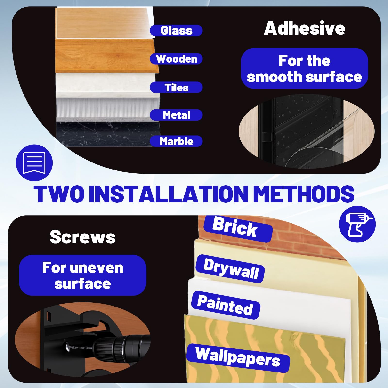 2 Stück Praktische Hutablage mit Haken, Cap Halterung Wand, Stabile Halterung Wand, Kappenhalter, Cap Organizer, Organizer für Mützen, Basecaps Typ B (Schwarz)