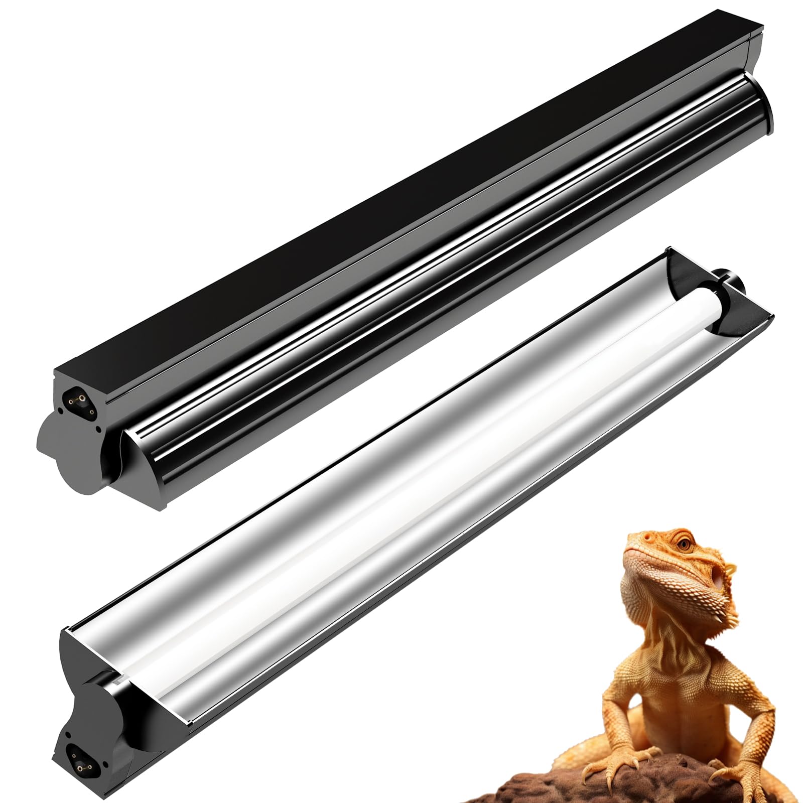 8W T5 10.0 UVB Reptile Light Fixture 12" – High Output UVA UVB Light for Bearded Dragons, Turtles & Snakes – Compact UVB Lamp for Desert & Tropical Reptiles (UVB 10.0-Desert, 12INCH-8W)