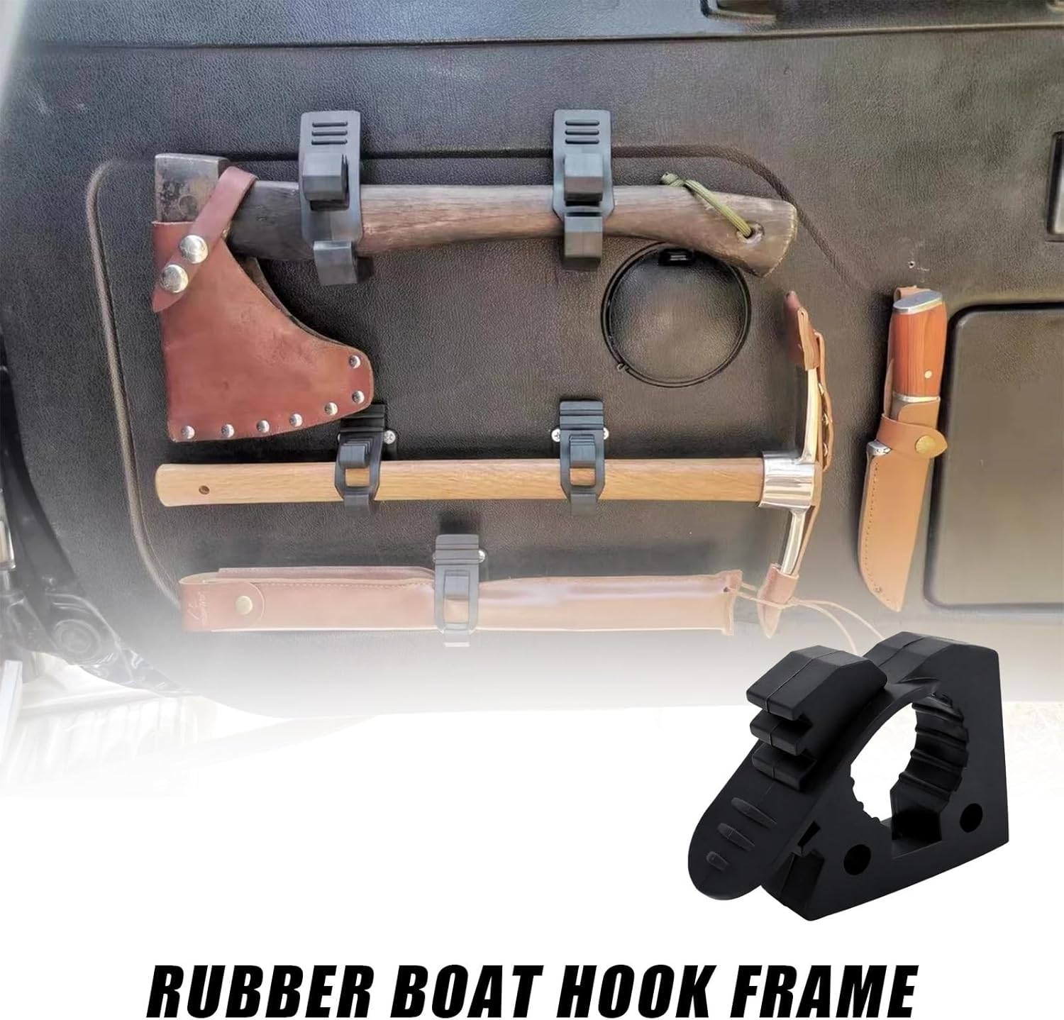 Boat Hook Holders, Black Rubber Push Pole Holder, Diameter in 1.1 to 1.5 Inches Kayak Paddle Holder Fit for Anchor Pole, Oar, Tools, Push Pole, Sporting Goods