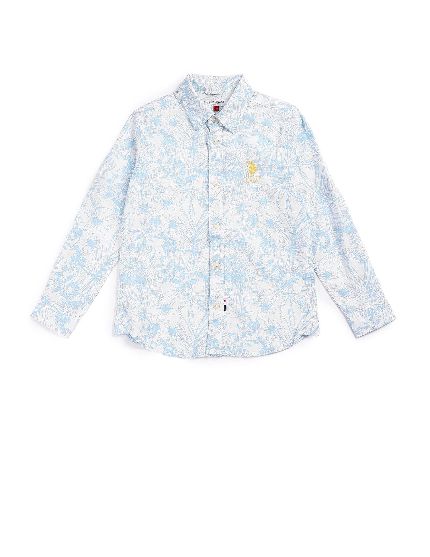U.S. Polo Assn. Kids Regular fit Tropical Cotton Long Sleeves Casual Shirts
