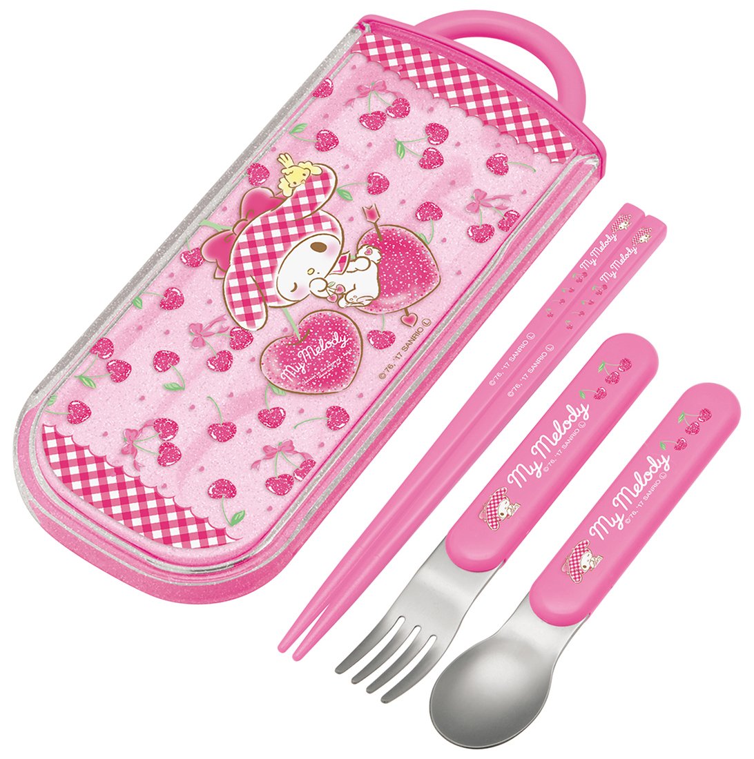 さくらんぼキティランチトリオ、箸&ケース お 皿 可愛い