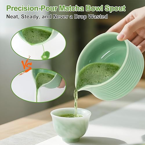 Miniatura 2 de Juego de batidor de matcha, juego de 6 piezas de matcha incluye cuenco de matcha con boquilla, batidor de matcha (Chasen), soporte para batidor de