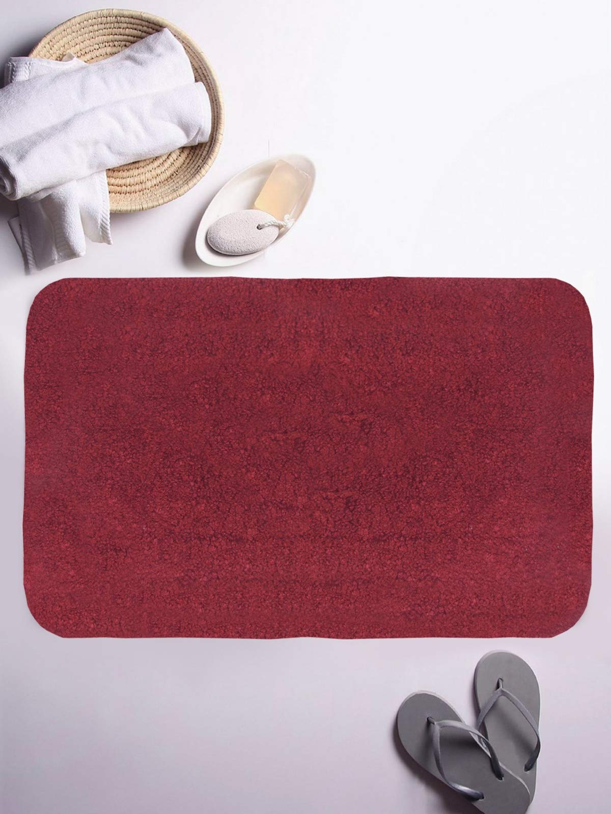 BIANCA Thick Ultra Soft Anti Slip Bath Mat -1pc Medium (Plush) | Bath Rug, Floor Mat, Suitable for Bathroom | with Super Water Absorbency & Quick Dry Technology Solid-red
