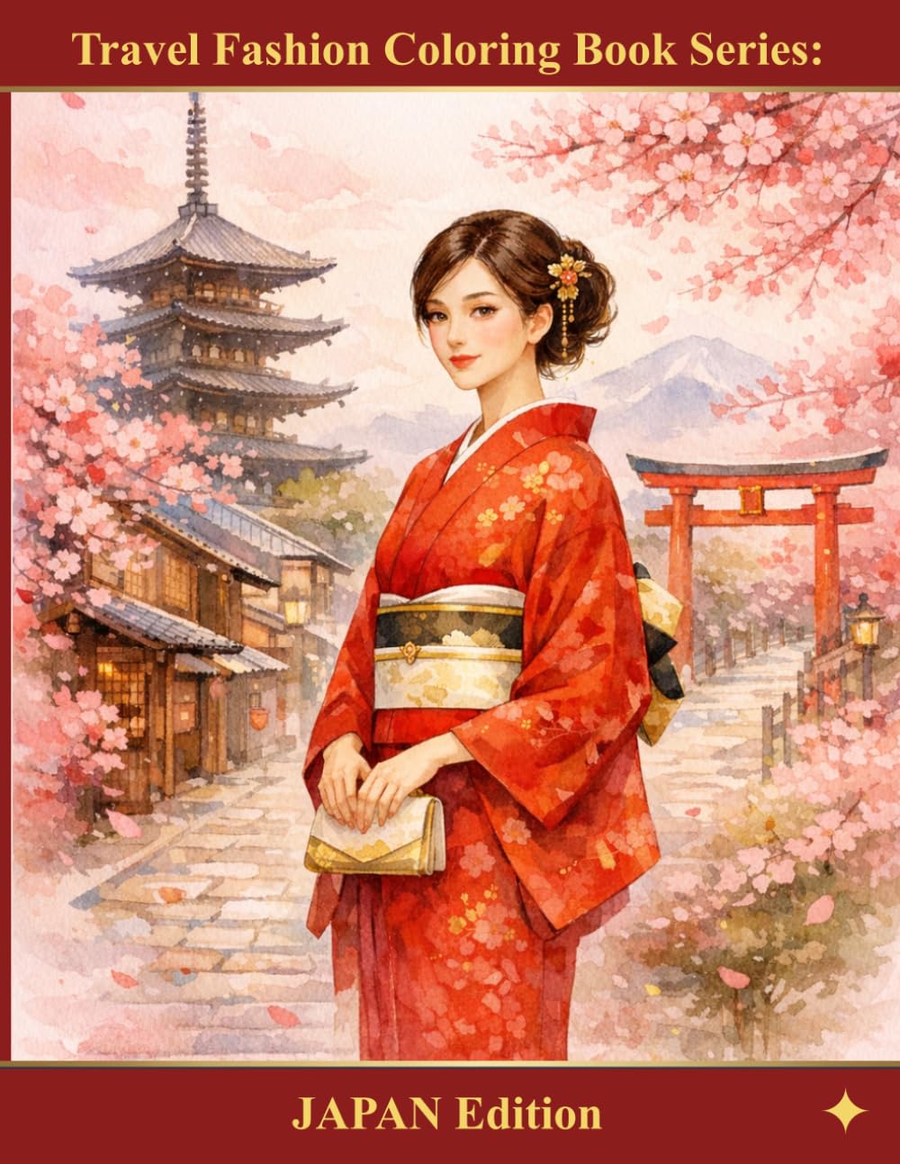Travel Fashion Coloring Book: JAPAN Edition: Elegant Kimono & Timeless Fashion Coloring Book for Adult Women Featuring Beautiful Japanese Scenery and Cultural Landscapes