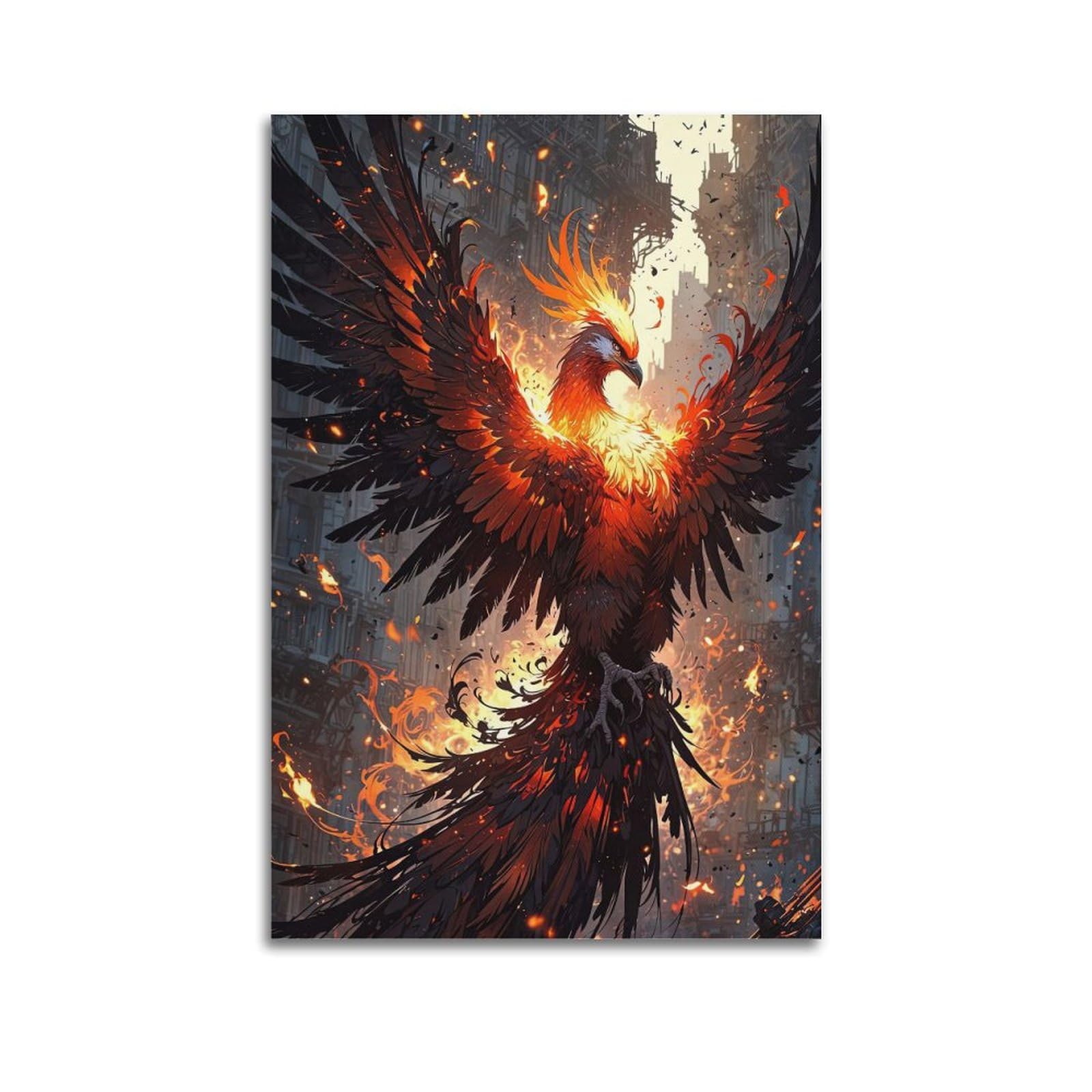 DLJGDS Mythical Phoenix with Fiery Wings Spreads Majestically Decorative Painting Canvas Wall Posters And Modern Family Bedroom Decor 12x18inch(30x45cm)