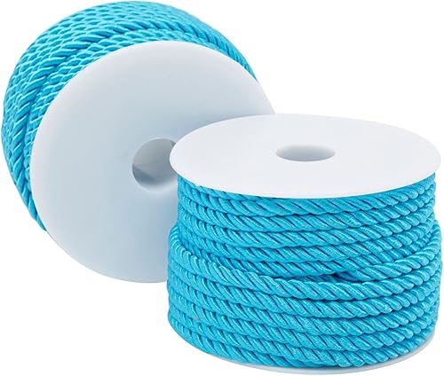 Cuerda de algodón trenzado azul para manualidades de macramé, 0.2 pulgadas de diámetro (18 yardas, 2 unidades)