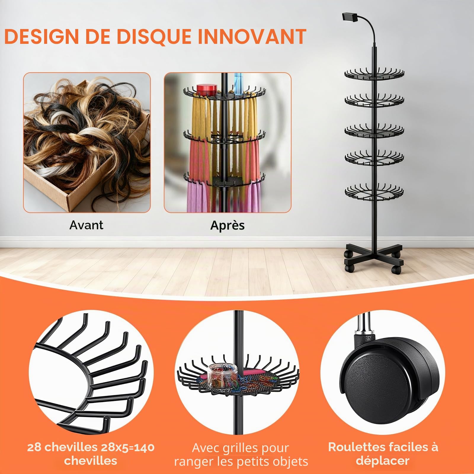 Support de Perruque avec Support pour Téléphone