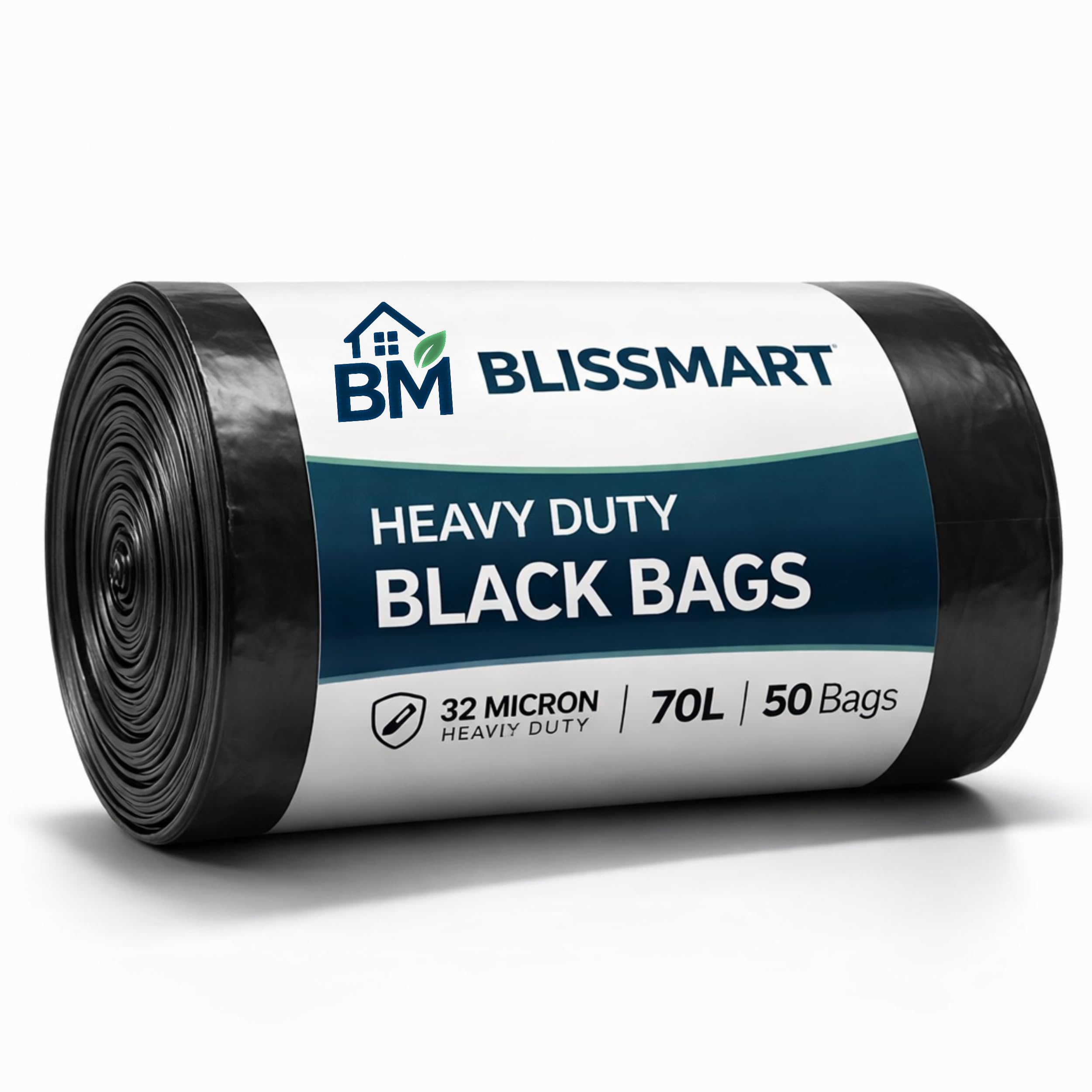 Black Bin Bags 70L Heavy Duty Refuse Sacks 50pk Kitchen Bin Liner Strong Waste Bag Swing Bin Liners 32 Micron Food Waste Garden Office Trash Bag Leak-Resistant Garbage Bag (50 Black Bags)