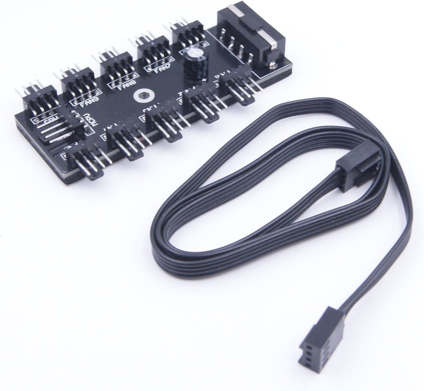 JXSZ Molex D Type 4-pin Male to 10 Way 4pin Male PWM Cooling Fan HUB with PWM Cable