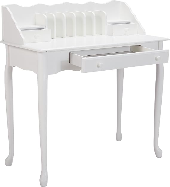 Monarch specialties , Traditional Desk, Solid Wood, Antique White, 36L
