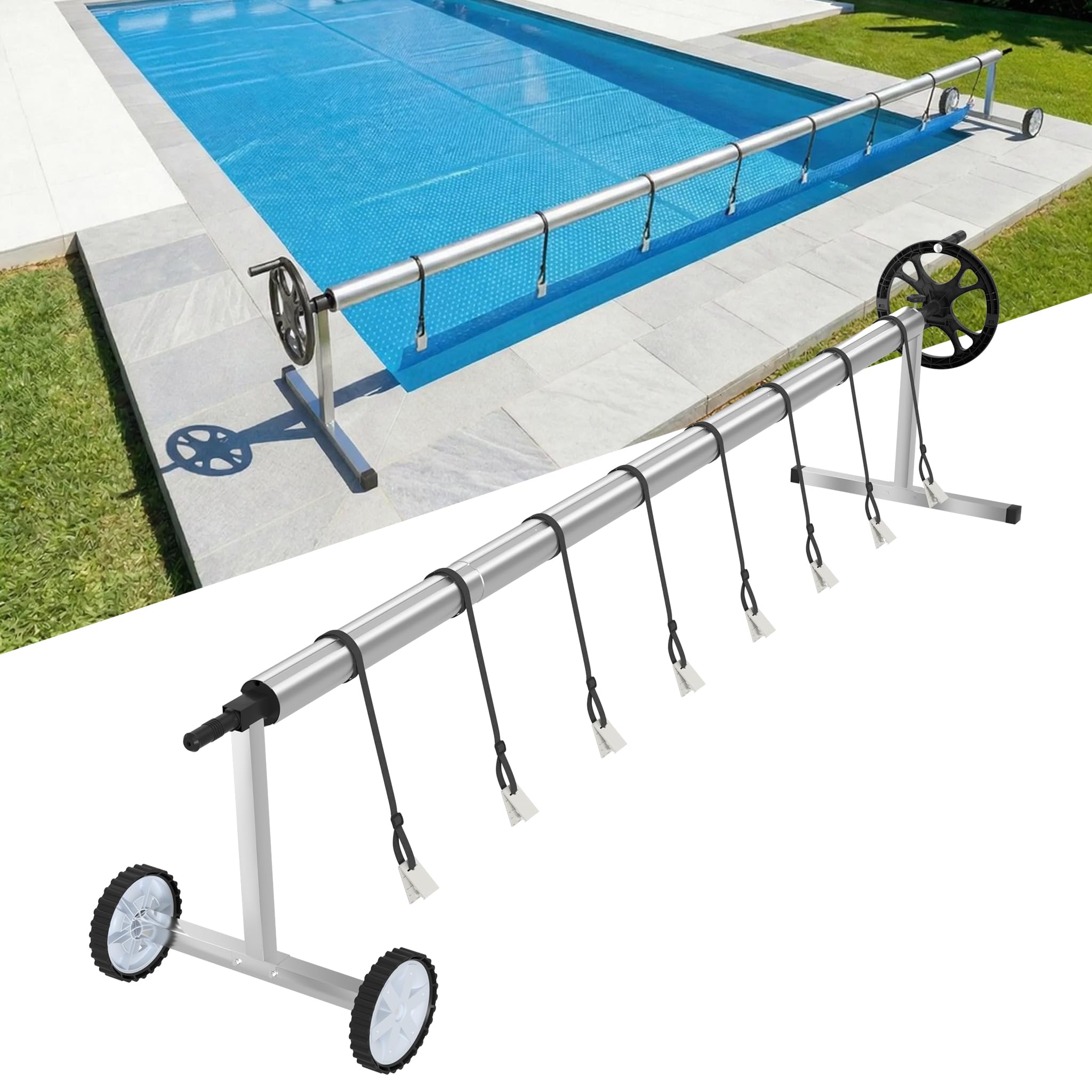 YRHome Premium Pool Aufroller 3m - 5,70m Mobiles Aufrollsystem für Solar- & Poolplanen