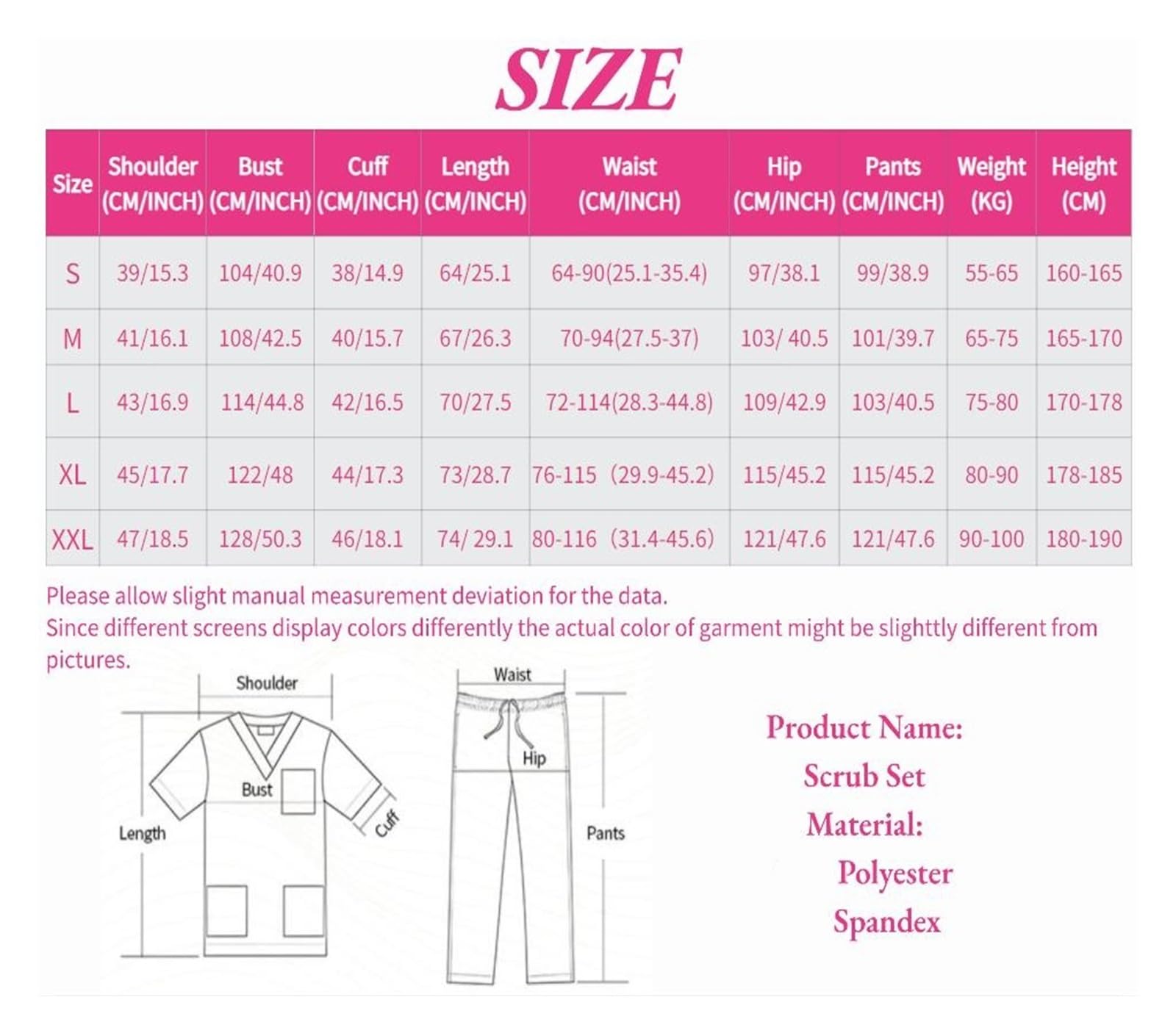Divisa Da Infermiera Uniforme da infermiera Donna Felpa da medico ospedaliero Pantaloni da allattamento Uniformi da officina unisex Abiti da lavoro di bellezza Per Cosmetologia E Assistenza Sanitaria(