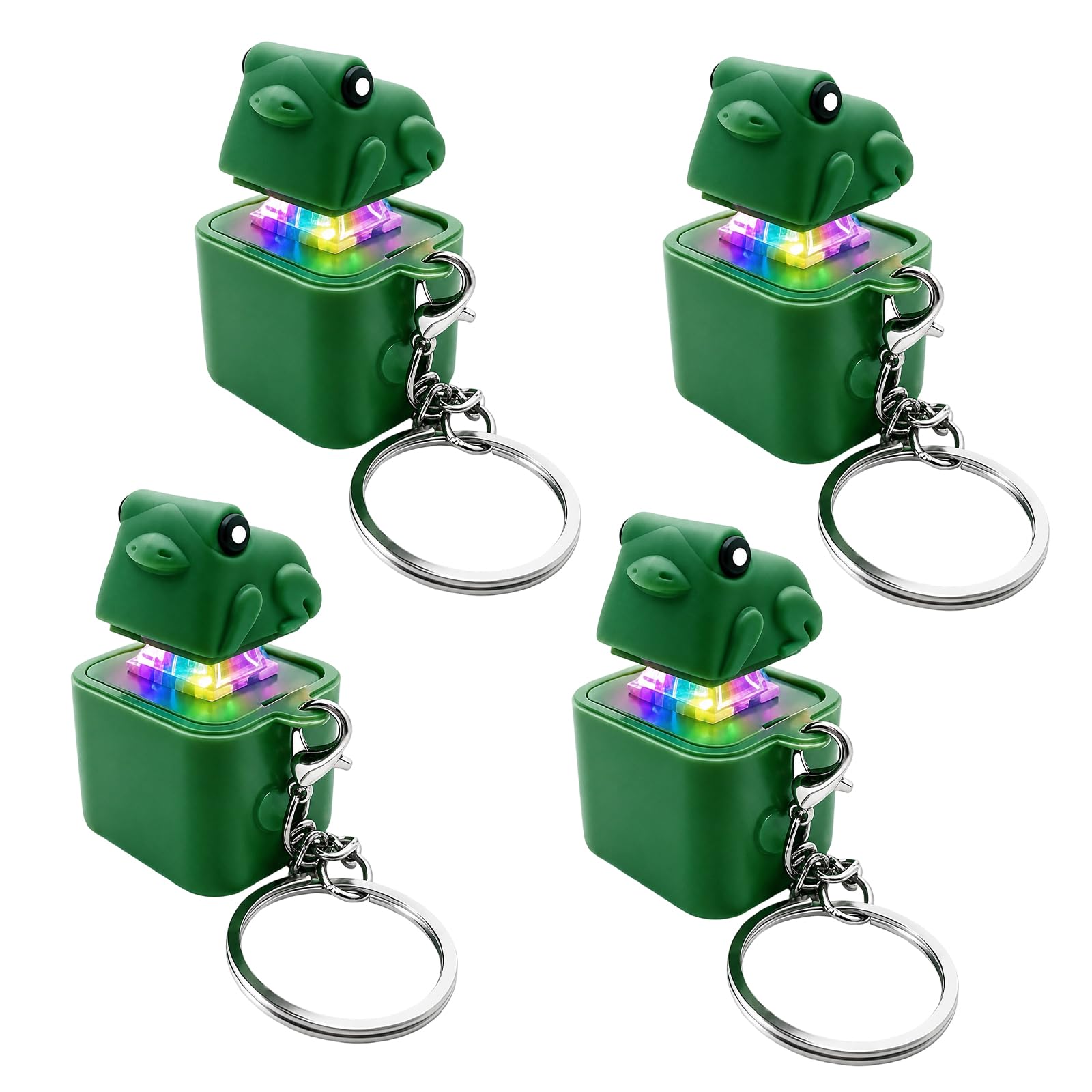 Wtoawgt 2PCS Frog Fidget Toy, Cute Frog Noise Keyring with Colorful Lights, Stress Relief Fidget Keychain Adults, Portable Stress Toy for Workplace Travel Home