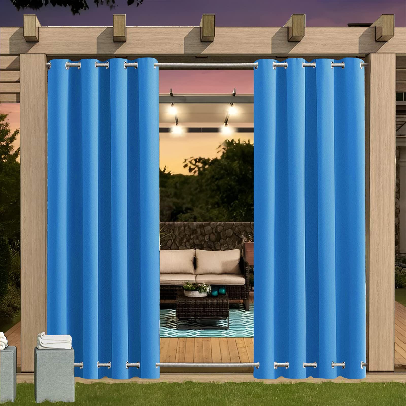 Outdoor Curtain Waterproof with Grommet (Top and Bottom), 1pcs Insulated Pergola Curtains, 24 Colors Outdoor Curtains, Insulated Privacy Outdoor Curtains for Pergola, Balcony, Garden, B213xH241CM
