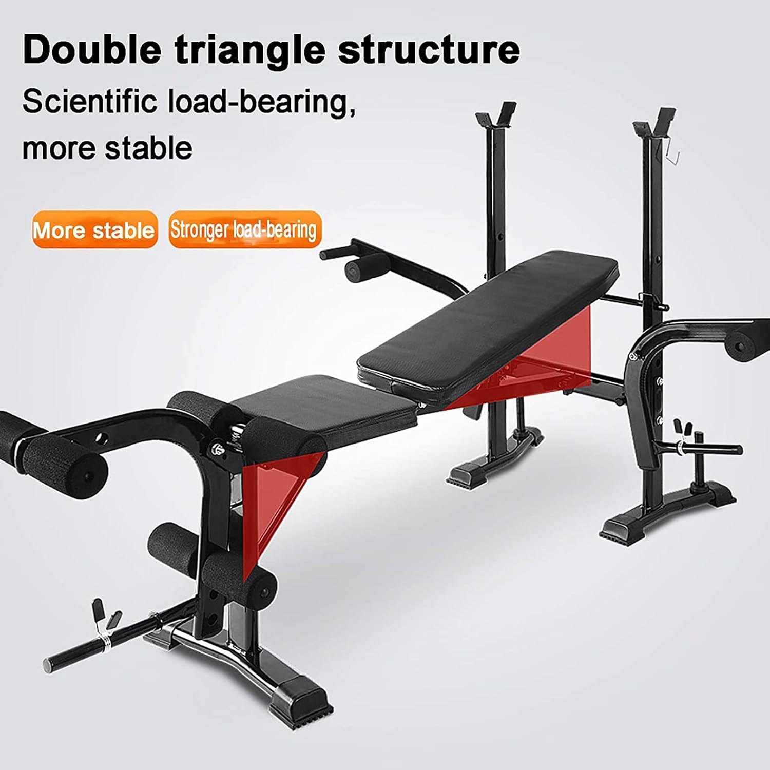 Weight Bench, Standard Weight Bench, Bench Press Set with Preacher Curl Pad and Leg Developer, Weight Lifting Equipment for Home Gym Full-Body Workout