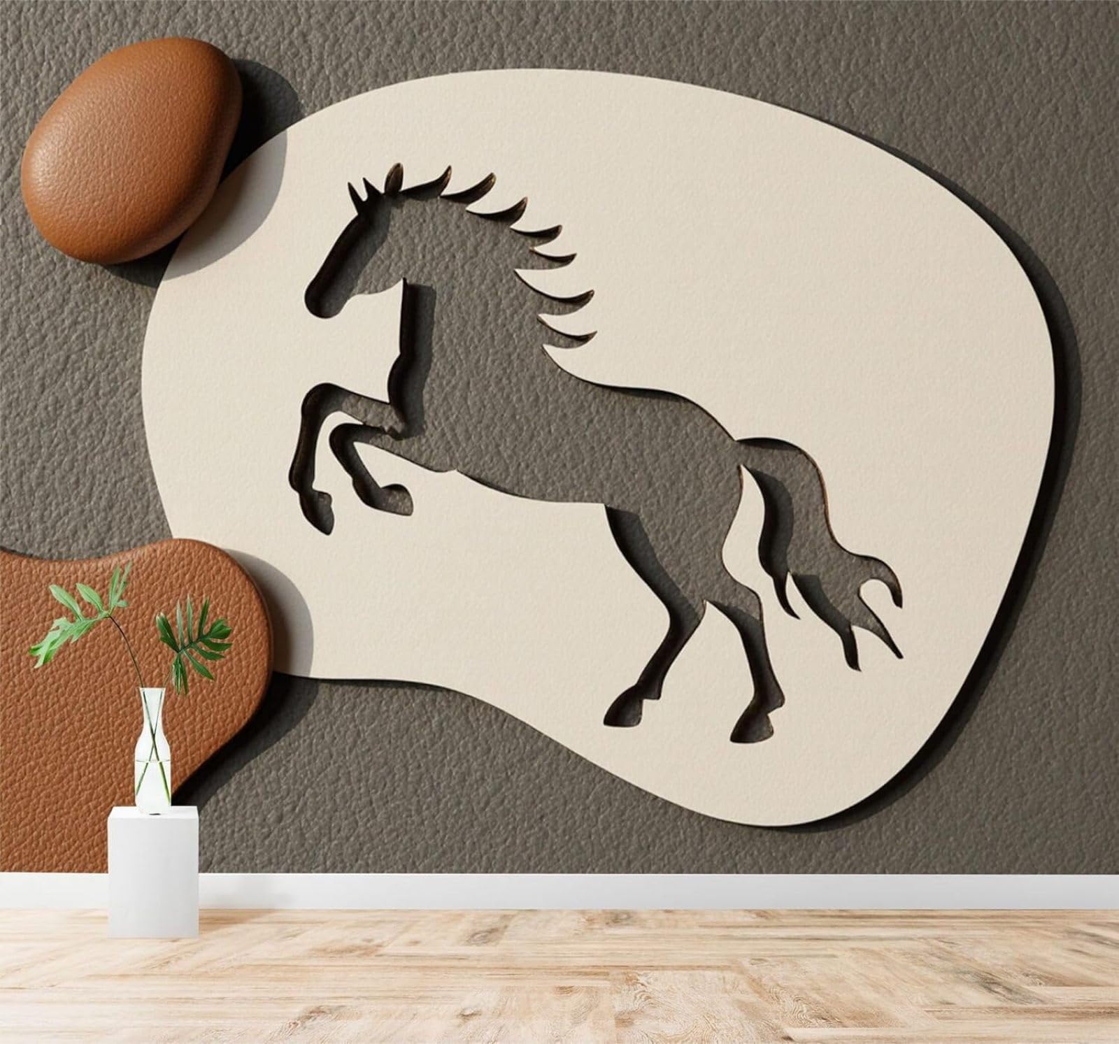 Xlming 430Cm×300Cm(B×H) Minimalist Galloping Horse Silhouette Art Individuality 3D Wallpaper Premium Textured Silk Study Dining Living Room Bedroom Sofa Tv Wall Easy Install-430Cm×300Cm