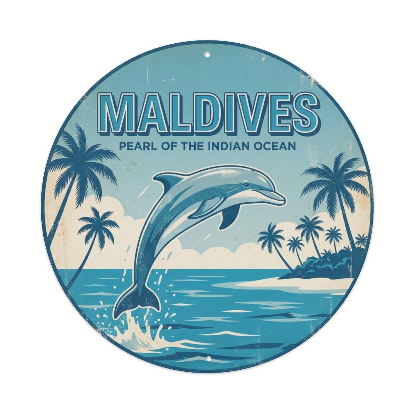 Maldives Indian Ocean Atoll Coast Geometric Metal Tin Sign