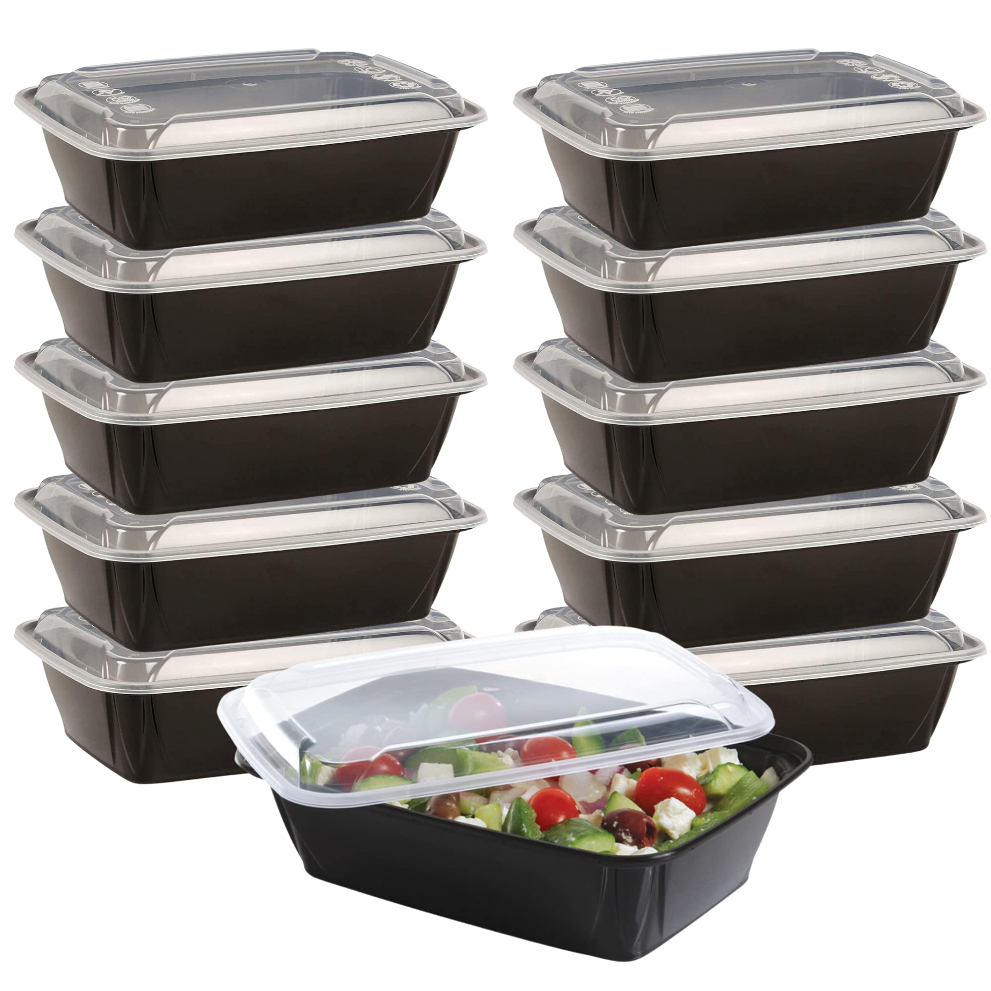 [10 Pack] 1 Compartment BPA Free Reusable Meal Prep Containers (1.1 Litre) 1100 ml Food Storage Trays with Airtight Lids - Microwavable, Freezer, Leak Resistant Dishwasher Safe - Stackable Bento Lunch