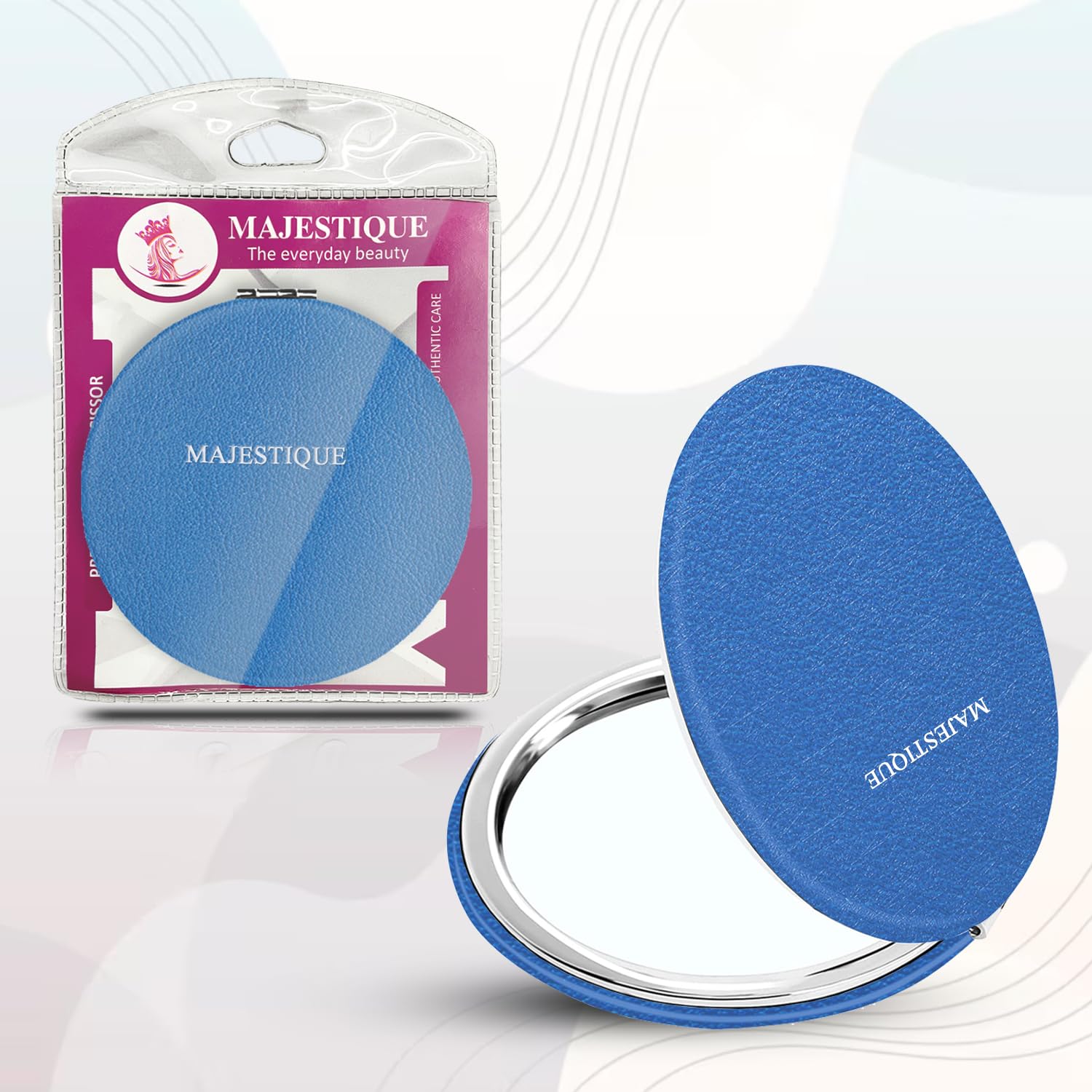 MAJESTIQUE Professional Pocket Makeup Mirror | 1X/2X Magnifying Foldable Mirror | Compact Size Makeup Mirror, Portable Mirror for Handbag, Purse, Pocket Round 1 Pcs - (Colour May Vary)-image-37